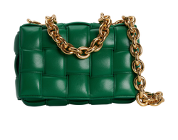 Padded Chain Cassette, Leather, Green, 721E, DB, 3*